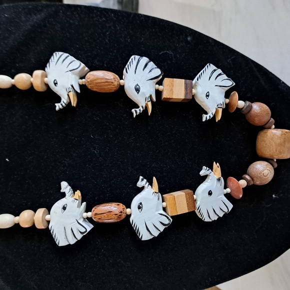 Wooden Zebra Bead Necklace - Picture 3 of 3